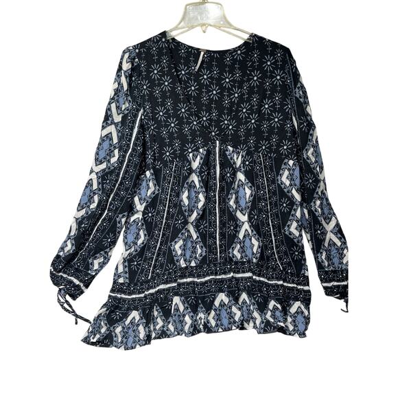 Free People Down By The Bay Tunic Blue Floral Print size Med Boho - Picture 1 of 8